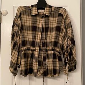 NWOT- never worn Free People plaid cinch top